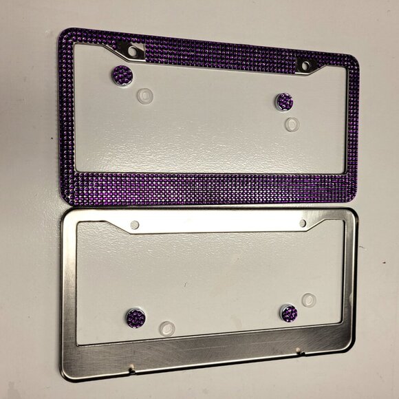 Purple Crystal Car Plate Frame - Picture 6 of 7